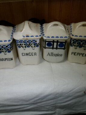 vtg shabby chic spice holders ceramic tole painting lot 5